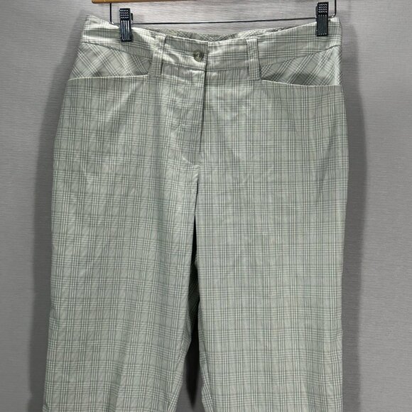 Tilley Pants Womens 8 Grey Plaid Stretch Straight Leg Flat Front Pockets Golf - Picture 2 of 10